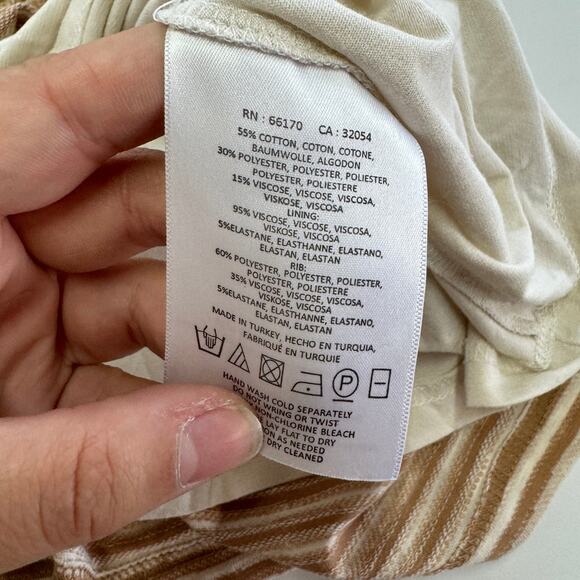 Maeve Dress Womens X Small Tan White Haven Stripe Shift Cotton Anthropologie - Picture 6 of 9